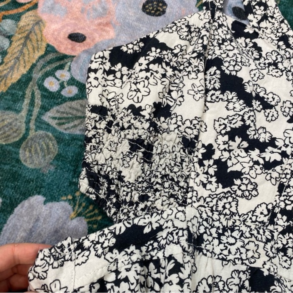 NWT Anthropologie Smocked Floral Cut Out Midi Dress White & Black Large - Picture 11 of 15